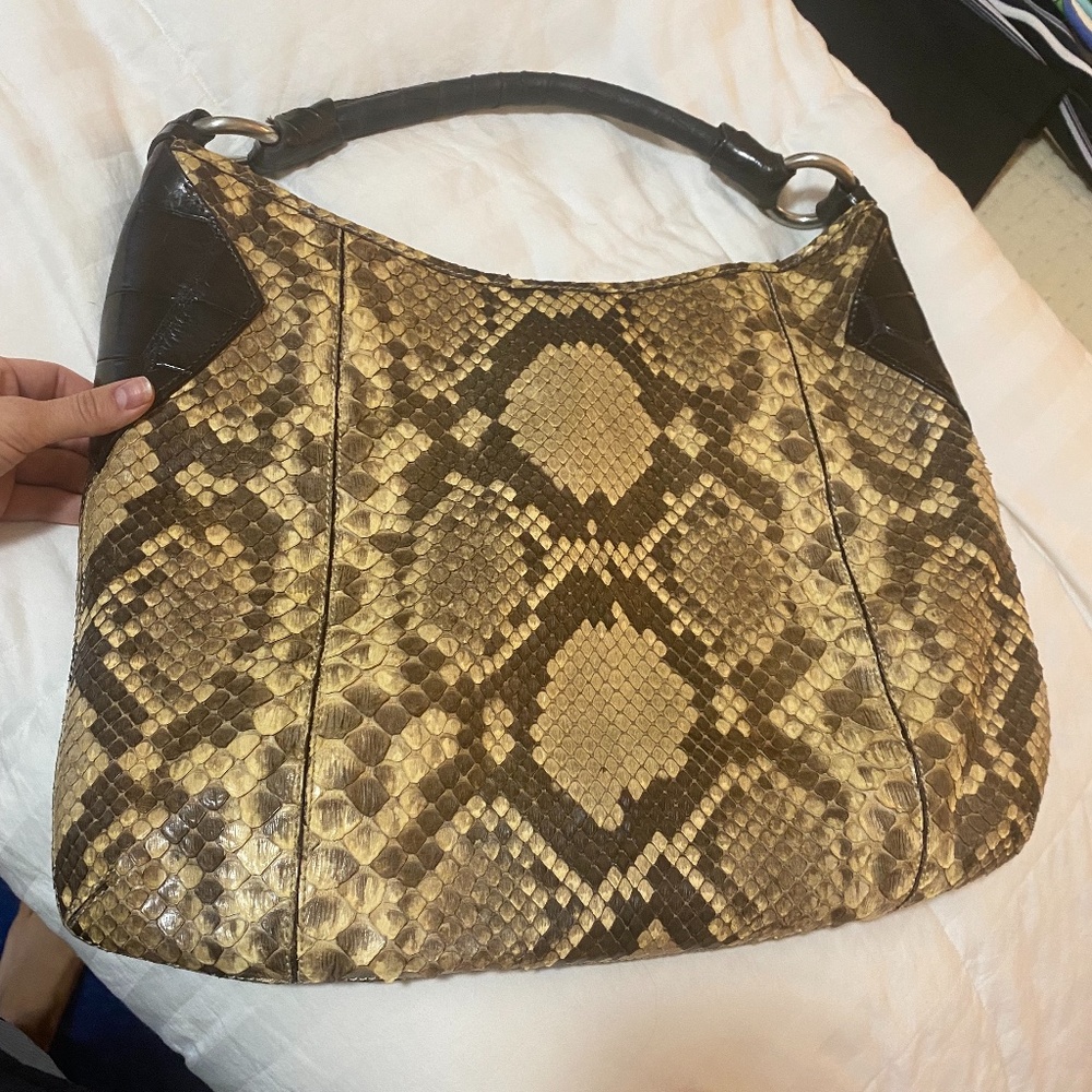 VINTAGE Mauro Governa for Saks Fifth Avenue Python Handbag with Crocodile Handle